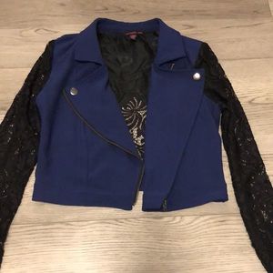 Blue lace zip up